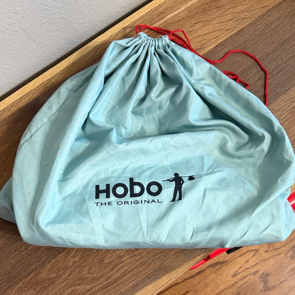 Vintage HOBO teal bag with light Blue Dust Bag with Red Drawstrings - Picture 2 of 5